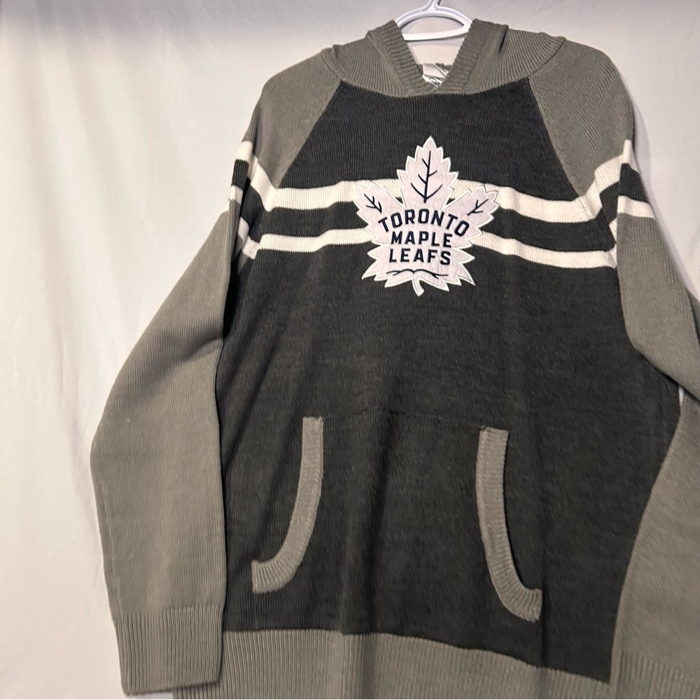 NHL Toronto Maple Leafs Gray knitted hoodie sweater XL - Picture 3 of 12